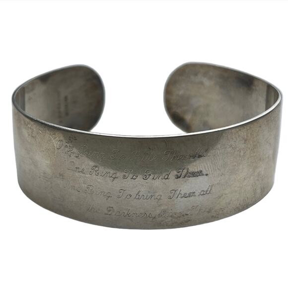Lord of the Rings J R R Tolkien Quote Cuff Bracelet - Sterling Silver - Picture 1 of 4